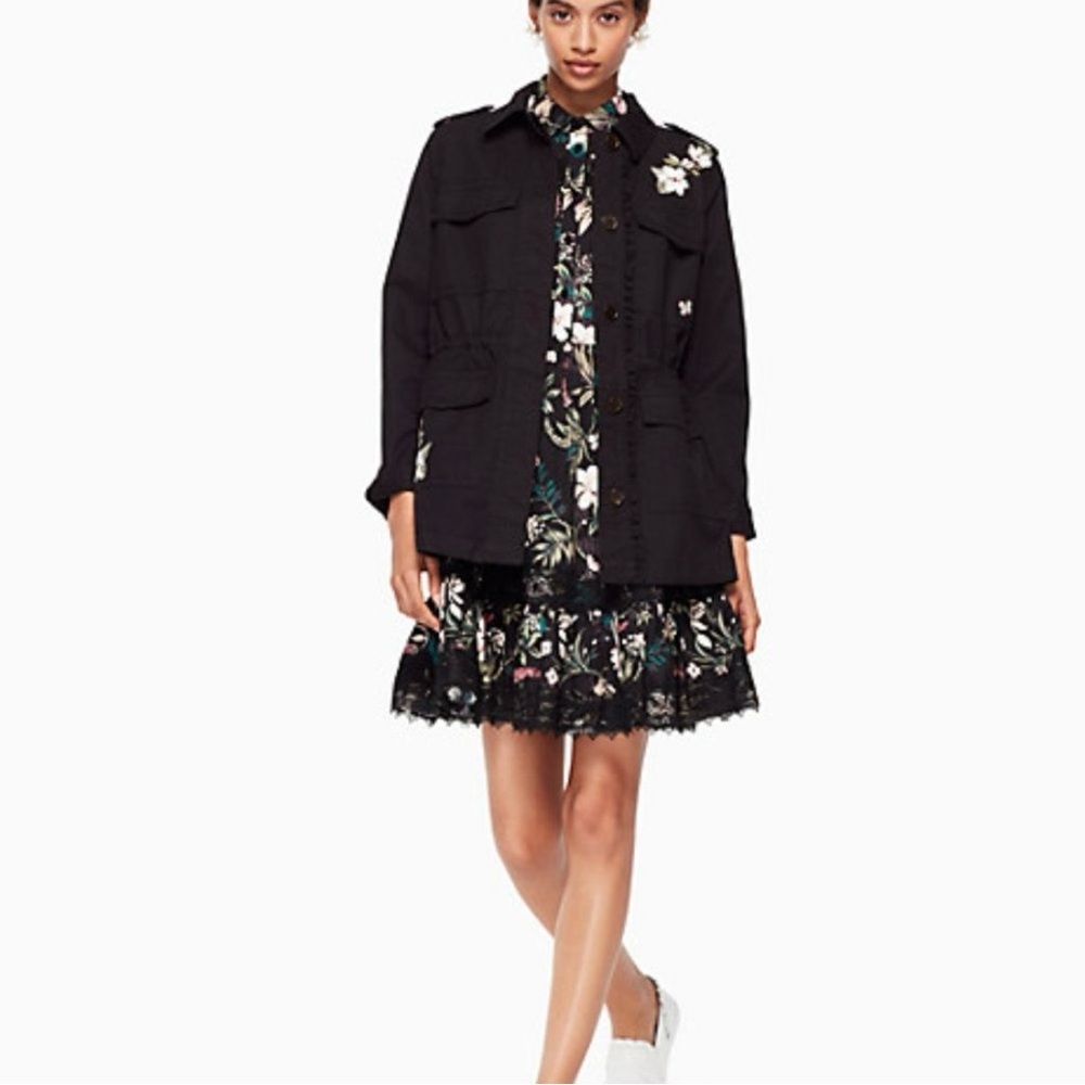 Kate Spade New York Floral Embroidered Military Jacket I3